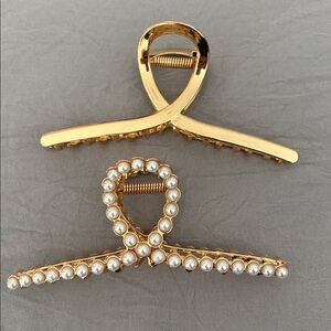 Gold and Pearl Hair Clips